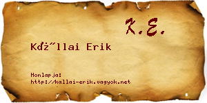 Kállai Erik névjegykártya